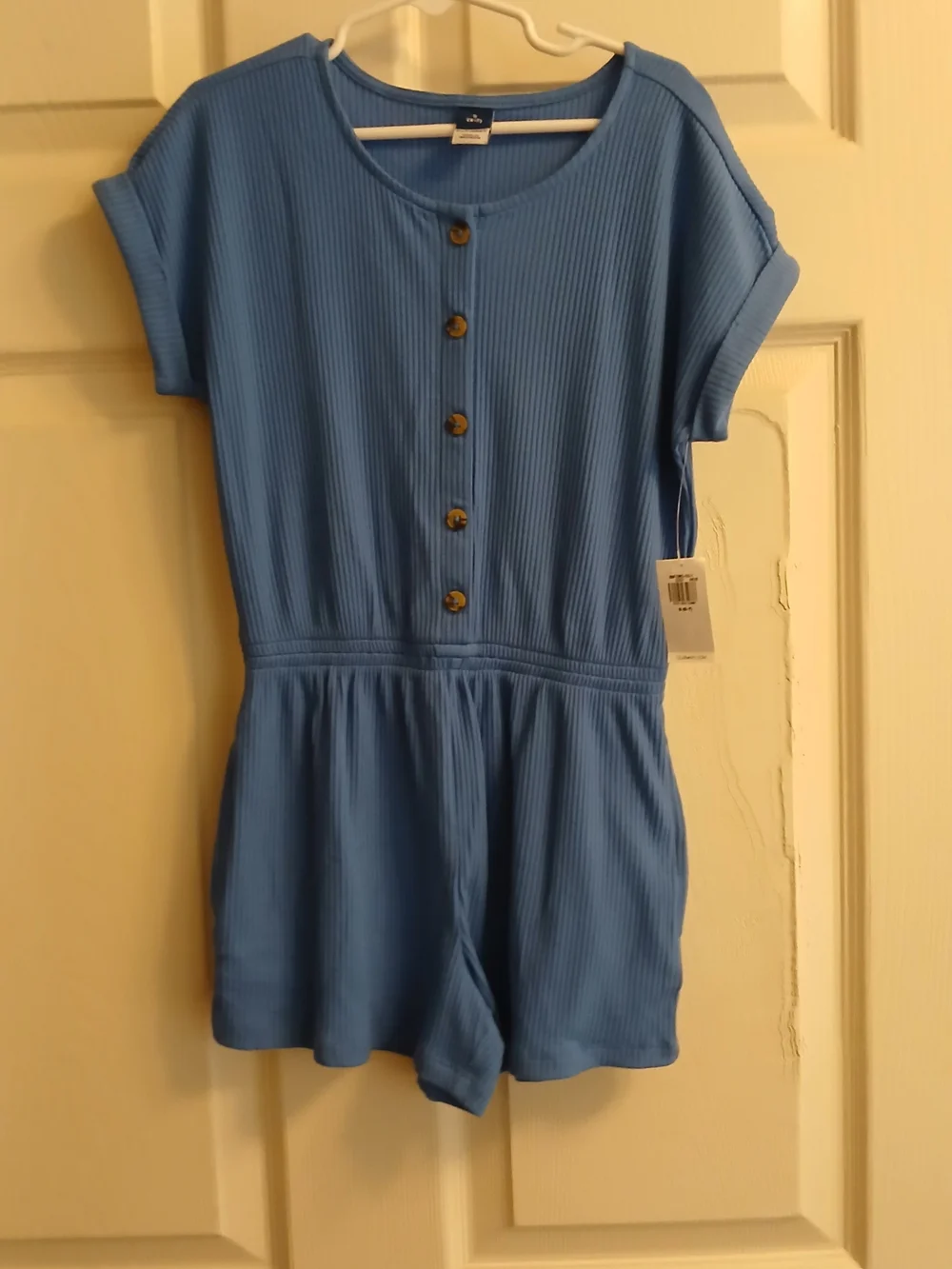 Old Navy Bright Blue Ribbed Button-Front Girls' Romper